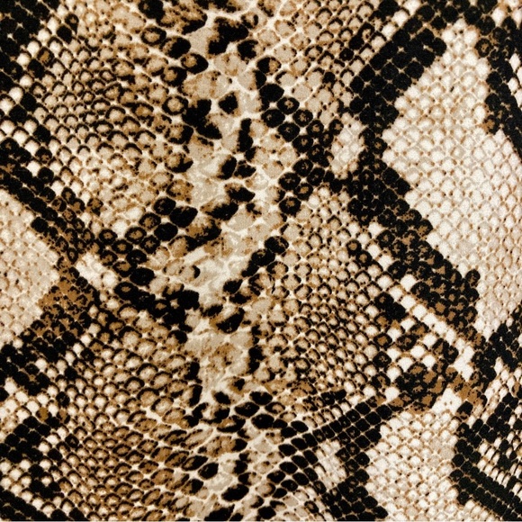 Leith Bodycon Tan & Dark Brown Long Sleeve Snake Print Dress - Size Small - Picture 7 of 9